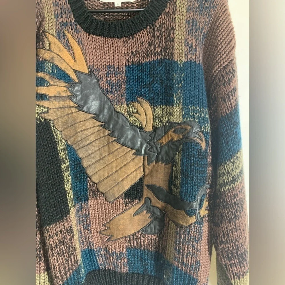 Vintage 1990s Eagle Knit Crewneck Sweater / Vintage 90s size L